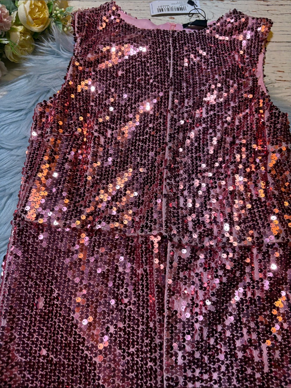 NWT Nasty Gal Rose Gold Sequin Skinny Leg Catquit Jumpsuit sz 6 - Picture 3 of 9